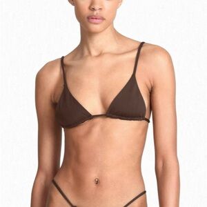 AEXAE Brown Gathered Bikini Top Bathing Suit Swimsuit Size Small